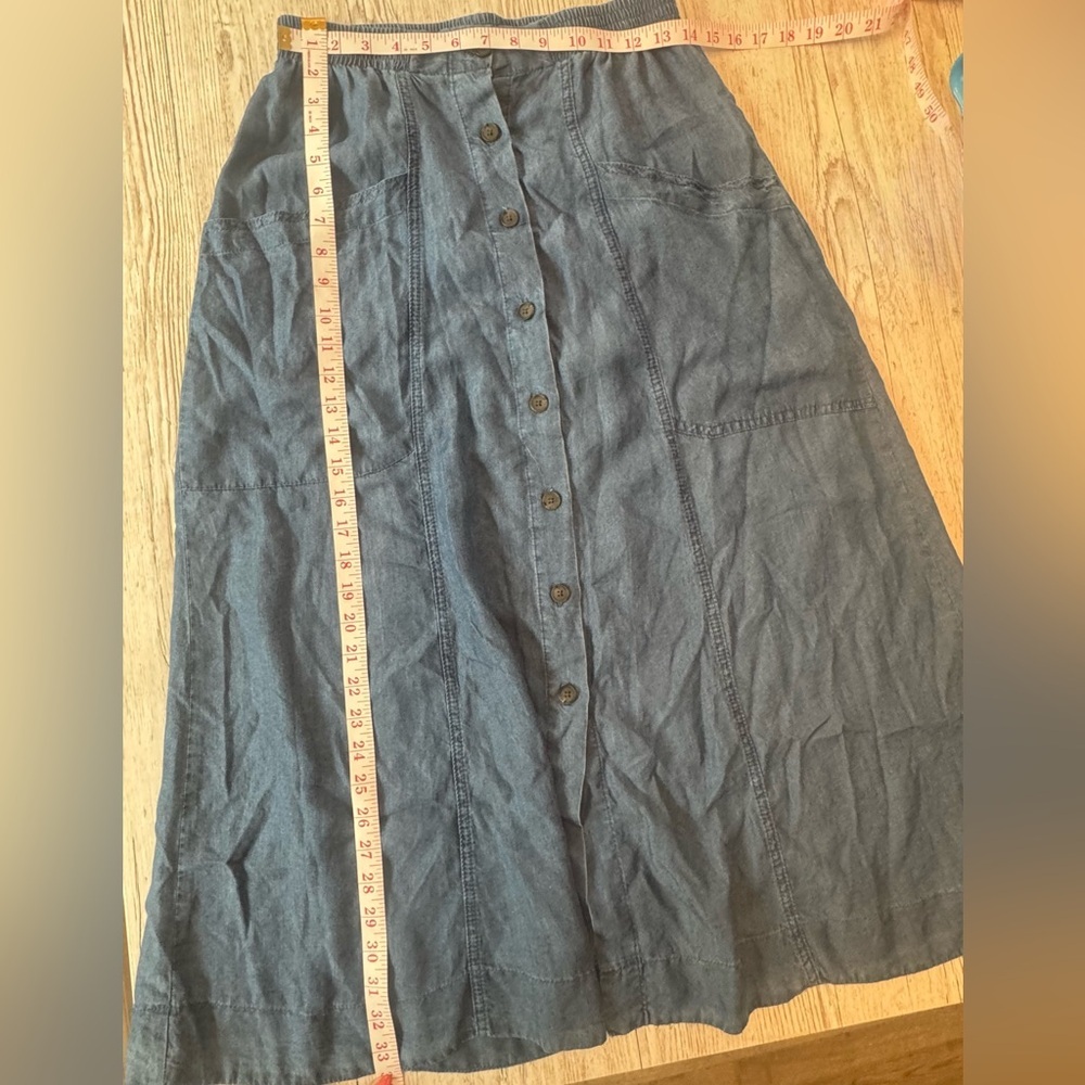 VTG John Paul Richard A-Line Button Down Jean-look Skirt with Pockets S - Picture 8 of 8